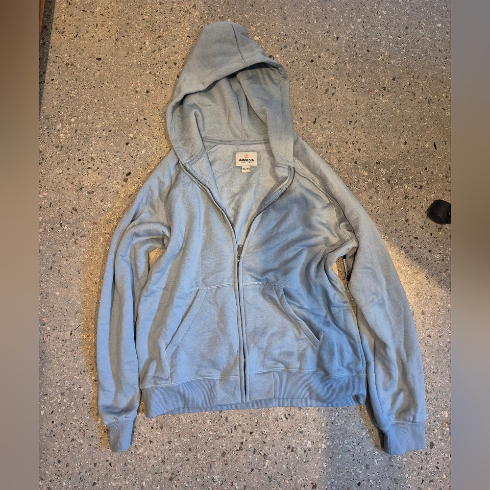 Amnesia Off-Line Men’s Zip-Up Sweater Hoodie - Gray